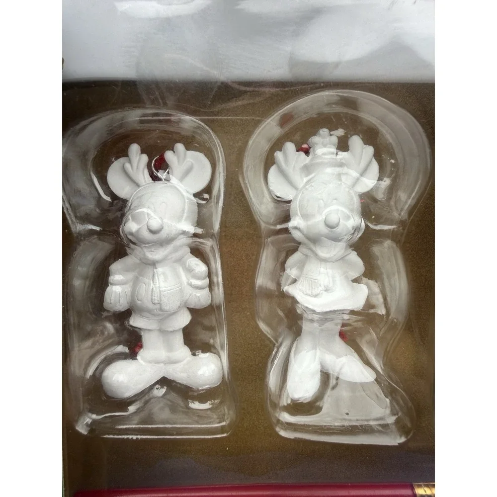 Disney Store Mickey and Minnie Mouse Christmas Ornament Paint Kit Set New In Box